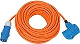 Brennenstuhl Camping CEE-Verlängerungskabel mit CEE-Stecker und Winkelkupplung inkl. Schutzkontakt-Kombisteckdose (25m Kabel in orange, 230V/16A, Einsatz im Außenbereich, Made in Germany)