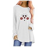 Mingyun Damen T-Shirt Casual Oversize Langarmshirt Rundhals Pullover TopsVolant Weihnachtsmotiv Bedruckt Pullover Christmas Outwear Kasack B