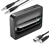 Hatieo Bluetooth 5.0 Sender Transmitter, kabelloser Audio Bluetooth Adapter mit 3,5 mm digitales Audiokabel, Low Latency HD Sound, 2 Kopfhörer gleichzeitig, für TV, PC, Auto, Stereoanlage Kopfhö