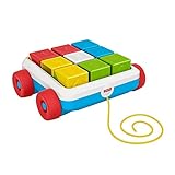 Fisher-Price GJW10 - Bausteinwagen, Spielzeug-Bollerwagen mit 9 Bausteinen, Babyspielzeug ab 6 M