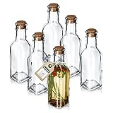 KADAX universale Flasche mit Korken, 6er Set, transparente Glasflasche mit Korkstopfen, Öl-Karaffe, Glasbehälter, Ölflasche, Essigflasche zum Befüllen (175ml, 6 Stück)