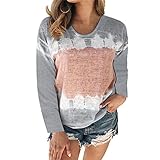 MQYXGS Mode Herbst Damen Rundhals T-Shirt Langarm Printed Shirt Top Damen Casual Tunika Top Colour Block Shirt Langarm Top Damen T-Shirt Langarm Damen Top Freizeithemd Top Damenmode-Ob