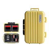 LYNCA Speicherkarten-Etui, Speicherkarten Hard Protector Case Professional Wasserdicht Anti-Shock Compact Kamera Karte Hard Aufbewahrungsbox für 8 SD Karten 4 CF-Karten 12 Micro SD/TF Karten (Gelb)