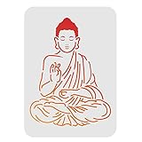 FINGERINSPIRE Buddha-Schablone zum Basteln, 21 x 29,7 cm, Sitzender Buddha, DIY, dekorative Schablone, wiederverwendbar, Kunststoff, indische Schablone zum Malen auf Holz, Wand und F