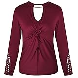 Damen V-Ausschnitt Langarm-Tops Fashion Stitching Persönlichkeit Trend Alltag Bequeme All-Match-Tops Frühling und Herbst M