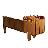 BOGATECO Rollborder Holzlatten | 10cm Hoch & 200cm lang | Holz-Zaun | Staketenzaun Perfekt als Beet-Umrandung oder Weg-Abgrenzung | Helllb