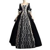 LOPILY Abendkleid Damen Plissierte Spitzennähte Retro Hohe Taillen Kleid Tube Kleider Partykleid Große Größen Spitzenkleid Bodenlang Volant Maxikleid Elegant Cocktailkleid Festkleid (Black, 5XL)