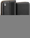moex Klapphülle für Sony Xperia XA Hülle klappbar, Handyhülle mit Kartenfach, 360 Grad Schutzhülle zum klappen, Flip Case Book Cover, Vegan Leder Handytasche, Schw