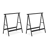 Relaxdays Klappbock, 2er Set, Belastung bis 100 kg, stabiler Gerüstbock, Arbeitshöhe 75 cm, platzsparend, Stahl, schw
