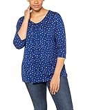 Ulla Popken Damen große Größen Fältchenshirt mit Ankerprint, A-LINE T-Shirt, Türkis (Königsblau 72736875), 46-48