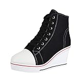 Elara Damen Sneaker Absatz Textil Chunyrayan B6986-SP Schwarz-38