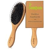 lampox® Bambus Haarbürste mit Wildschweinborsten Kopfmassage Haarpflege, Entwirrbürste für lange Haare & Locken von Damen, Herren & Kinder, Massagebürste für die Kopfhaut, Detang