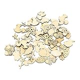 TOYANDONA 50pcs Holz Wald Tiere Formen Pflanzen Scheiben Holzstücke Holzscheiben Holz Verzierung Holz Streudeko für Basteln DIY Handwerk Bemalen Färb