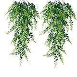 2 Stück Künstlich Hängepflanzen persischen Kletterpflanze Pflanzen Hängend Künstliche Grünpflanze Blätter Vine Kunstpflanzen für Innen Draussen Balkon Topf Hochzeit Garten Dek