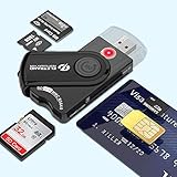 Eletrand USB 2.0 Chipkartenleser | Elektronischer ID Kartenleser und CAC Smart Card Reader | SD/Micro SD/M2/MS/SIM Karten Adapter | Kompatibel Con Windows (32/64bit) XP/Vista/7/8/10, Mac OS und Linux