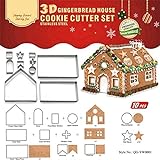 3D Ausstechformen Weihnachten,Kekse Ausstechformen Lebkuchenhaus Haus Form,3D Plätzchenausstecher Plätzchenformen Fondant Ausstecher Weihnachten Ausstecher Weihnachtsausstecher Backzubehör,10PCS