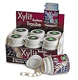 Xylit Birkenzucker Bonbon Traube (Grape), 6 Dosen zu je 100 Bonbons (6 x 70g) Großpackung