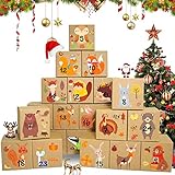 Adventskalender zum Befüllen Kinder, 24 Adventskalender Boxen mit 24 Tiere Zahlenaufklebern,2021 DIY Adventskalender zum Basteln – Adventskalender Selber Befü