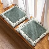 Quadratisches 2 Stück Sitzkissen, Weich Bequeme Plüsch Stuhlkissen Dicke Waschbare Sitzpolster Meditationskissen Sitzauflage Bodenkissen für Wohnzimmer Küche Büro-Grün-40x40cm(16x16in)