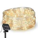 CozyHome 200 LED Solar Lichtschlauch Außen mit 8 Modi Einstellungen | 12m LED Schlauch warmweiß | Solarlichterkette Balkon Lichterschlauch Aussen | Outdoor Garten Leuchtschlauch Lichterkette warmw