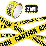 25M Warnband, Markierungsband Gelb Klebeband Absperrband Abstand Halten Aufkleber Fußboden Sicherheitsband, 1 Rolle Warnklebeband Boden Caution Tape für Hochzeit Halloween/Arbeitsplatz G