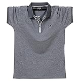 Poloshirt Kurzarm,Plus Size 5Xl 6Xl Slim Fit Half Zip Men Pure Breathable T-Shirts Oberteil Bequemes Shirt Classic - T-Shirt Büro Golf Tennis Punk Herren Top T-Shirts Kleidung, Dunkelgrau, 3X