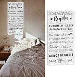 Plankenschild Wandbild Shabby Chic Schlafzimmerregeln Sprüche Schlafzimmer Paar Regeln Holzoptik Wanddekoration (1 x Plankenschild Schlafzimmerregeln)