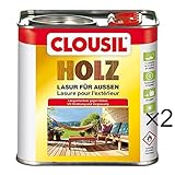 CLOUsil Holzlasur Holzschutzlasur für außen braun Nr. 12, 2×2.5L: Wetterschutz, UV-Schutz, Nässeschutz und Schimmel für alle Holzarten - in verschiedenen Farb