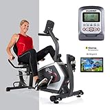 HAMMER CleverFold RC5 Liegeergometer, platzsparendes Fitnessfahrrad zum Klappen, Ergo-Bequemsitz mit Rückengesundlehne, Handpulssensoren, 19 Trainingsprogramme, 133 x 62 x 95