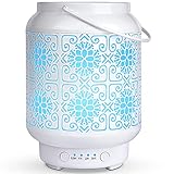 SALKING Aroma Diffuser, Weiß Laterne Metall Aromatherapie Diffusor für ätherische Öle, Raumbefeuchter Elektrisch Duftlampe, 7 Farbe Licht Vintage Diffusor Luftbefeuchter für Baby, Zuhause oder Yog