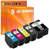 Gorilla-Ink 5 Patronen kompatibel mit Epson 202XL 202 XL | Geeignet für Expression Premium XP6000 XP 6000 XP6005 XP 6005 XP6100 XP 6100 XP6105 XP 6105