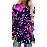 GFGHH Pullover Damen, Langarmshirt Rundhals T-Shirt mit Liebe Drucken, Locker Frauen Tops, Oberteile Lässige Bluse, Longshirt Elegant Tunika Oversize Sweatshirt Frühling Valentinstagsgeschenk