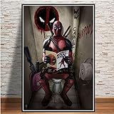 feilongzaitian Deadpool Superheld Lustiger Film Toilette Poster Und Drucke Wandbilder Für Wohnzimmer Nordische Dekoration Wohnkultur Cuadro A1057 50X70Cm （Ohne Rahmen）