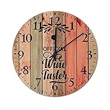 by Unbranded Wanduhr aus Holz, 25,4 cm, offizieller Weinverkoster, geräuschlos, nicht tickend, batteriebetrieben, Küche, Badezimmer, Einweihungsgeschenk, Wanddek