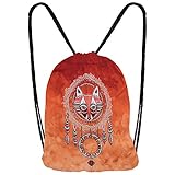 Hanessa Jutebeutel mit Traum-fänger Fuchs in Rot Art Kunst Motiv Aufdruck Sportbeutel Tüte Rucksack Beutel Tasche Gym Bag Gymsack Hipster Fashion Sport-Tasche Einkaufs-T