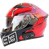 Motorrad Integrierter Bluetooth-Helm Funk Sprechanlage Motorrad-Klapphelm Mit Anti-Fog-Doppelscheib DOT/ECE Zertifiziert Für Automatische Reaktion Für Damen Herren Erwachsene H,L