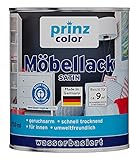 prinzcolor Premium Möbellack Weisslack Türenlack Holzlack Spielzeugfarbe Weiß - Seidenglänzend 0,75