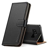 Hianjoo Hülle Kompatibel für Samsung Galaxy Note 8, Handyhülle Tasche Premium Leder Flip Wallet Case Kompatibel für Samsung Note 8 [Standfunktion/Kartenfächern/Magnetic Closure Snap], Schw