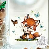 ilka parey wandtattoo-welt Fensterbild Fuchs Füchschen Pusteblume Schmetterlinge wiederverwendbar Fensterdeko Fensterbilder Frühling Deko Dekoration bf127 - ausgewählte Größe: *1. Fuchs Pusteblume*