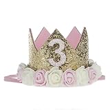 JMITHA Baby Krone Haarband Stirnbänder Baby Mädchen Kids Turban Haarband Stirnband Kopfband Baby schmuck Babyschmuck Babygeschenke & Taufe 3 Jahre alt Geburtstag (Gold-3)