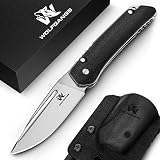 Wolfgangs CULTRO Zweihandmesser Klappmesser aus feinstem D2 Stahl - Legales Taschenmesser Klappmesser im zeitlosen Design - Outdoor Messer Survival - Klappmesser Outdoor inkl. Kydex Holster (Satin)