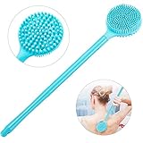 Bligo Silikon-Körperbürste mit langem Griff, Badebürste mit sehr weichen Borsten, Duschbürste Rückenbürste Doppelseitige Bürste mit Massagefunktion zum Entfernen abgestorbener H