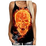 Damen Sexy Bluse Weste Mode Tanktop, personalisiertes, bedrucktes, sexy, rückenfreies Tanktop für Damen,Sporttop Yoga Rückenfrei Oberteil Laufen Fitness Funktions Shirt Tank Tops(1-Orange:S)