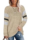 WXDSNH Damen Langarm T-Shirt Stitching Rundhals Casual Printed Top Damen L