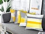 Dekorative Kissenhülle Weich Kissenbezug Sofa Taille Werfen Hause Dekorative Plüsch Hause Kunst Mode 45x 45 cm (Grey+Yellow D, 45*45CM)