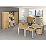 EUROKRAFTpro RENATUS - Rollladenschrank | Sideboard | Büroschrank, Höhe 1100 mm, je 2 Fachböden, Buche-Dek