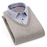 DIAOD Männer plus Samt Shirts Langarm Pullover Winterhemden Kaschmir Kleid Verdickung Männer Pullover Hemden (Color : Red, Size : 3X-Lcode)