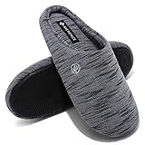 FANTURE Herren und Damen Memory Foam Hausschuhe Komfort Gestrickte Baumwollmischung Closed Toe Rutschfeste Hausschuhe drinnen und draußen -E3DE18WMT002-T Blue-M-46.47