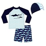 Lazzon Kinder Badebekleidung Langärmliges Badeanzug 2er Set Badeshirt Badeshorts UV-Schutz 50+ Bademode Schwimmanzug für Jungen M