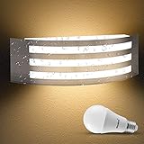 Wondlumi Wandlampe E27 Edelstahl IP44 LED Außenleuchte 230V Gebogen Balkon Wandleuchte Aussen inkl.1x 12W LED Warmweiß Glühb